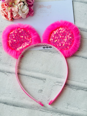 Pink Teddy Ears Headband