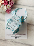 Blue & Gold Flower Claw Clip