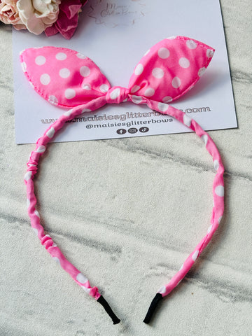 Pink & White Polka Dot Headband