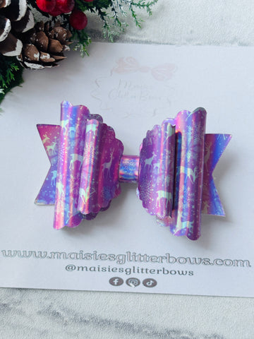 Pink Holographic Reindeer’s Bow