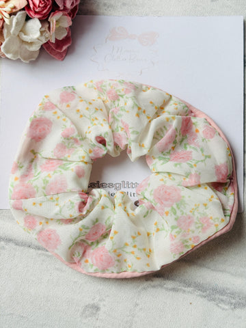 Pink & Cream Flower Scrunchie