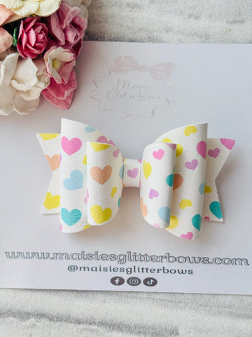 Colourful Hearts Bow
