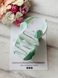 Green & Gold Flower Claw Clip
