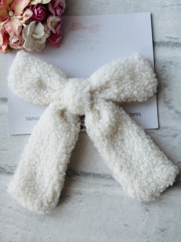 Off White Teddy Bear Bow