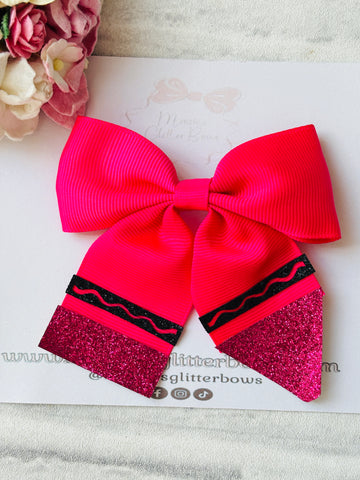 Pink Crayon Ribbon Bow