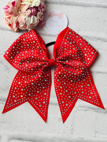 Red Diamanté Ponytail Bobble Bow