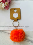 Orange Fluffy Pom Pom Keyring