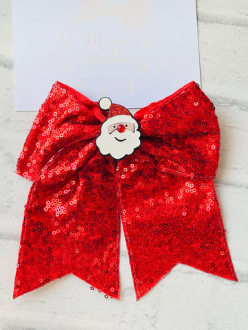Santa Sequin Ponytail Bow