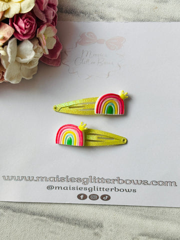 Yellow Rainbow Snap Clips