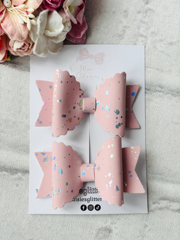 Small Pink & Silver Holographic Bows