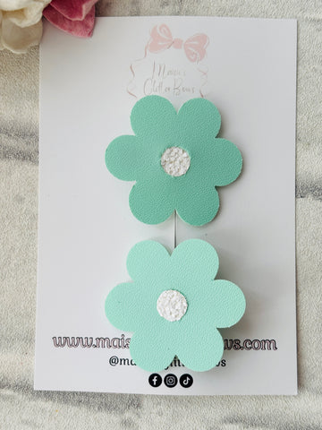 Mint Green Flower Clips