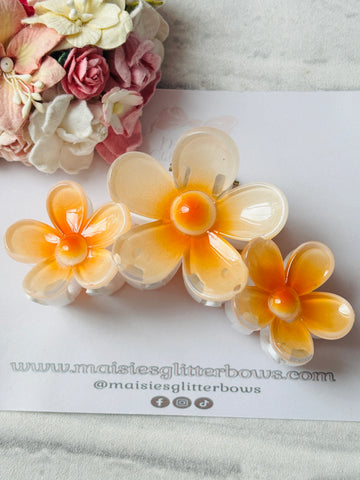 Orange Flower Claw Hair Clip