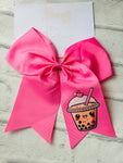Hot Pink Bubble Tea Ponytail Bow